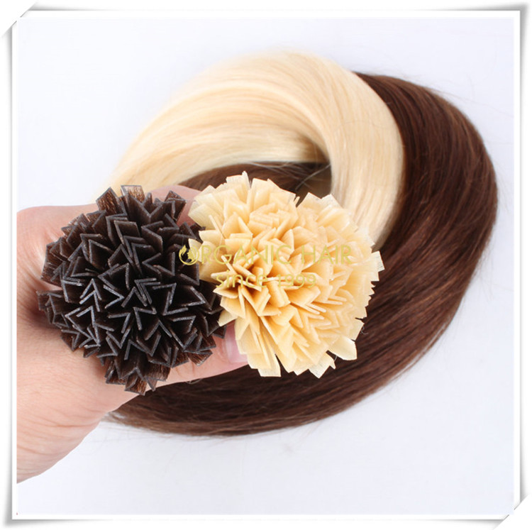 Full cuticle human hair V tip hair extensions CNY030